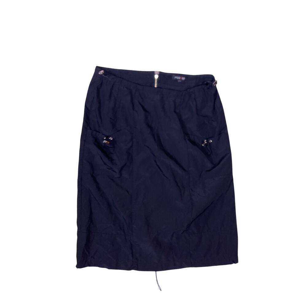 Y2K Black Cargo Midi‎ Skirt Drawstring Pockets 40” Waist XL Plus